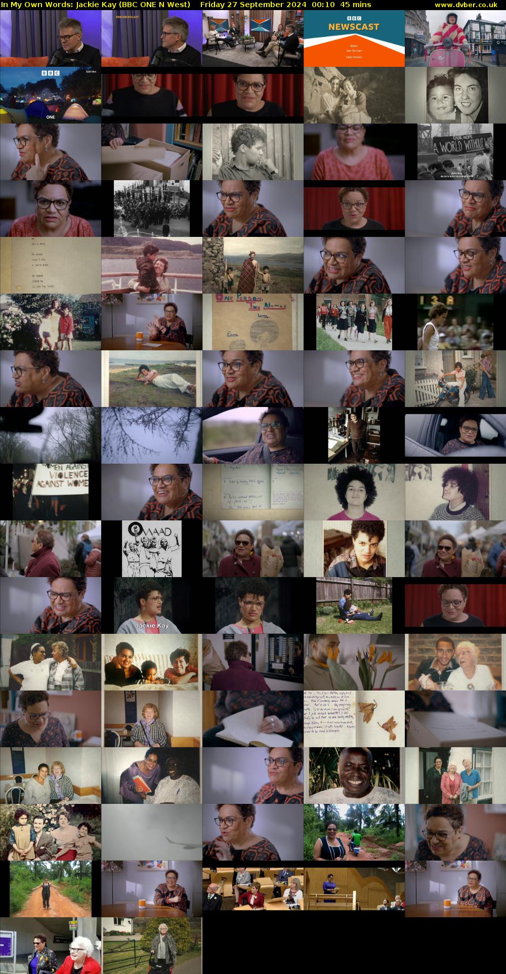 In My Own Words: Jackie Kay (BBC ONE N West) Friday 27 September 2024 00:10 - 00:55