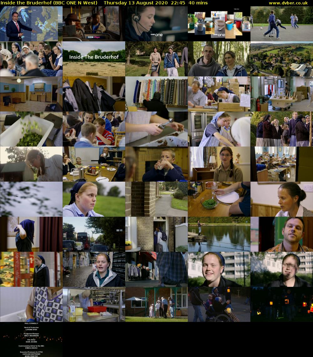 Inside the Bruderhof (BBC ONE N West) Thursday 13 August 2020 22:45 - 23:25