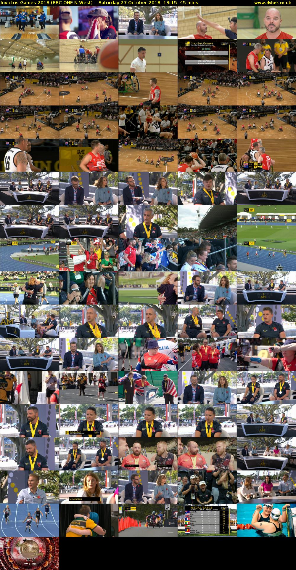 Invictus Games 2018 (BBC ONE N West) Saturday 27 October 2018 13:15 - 14:00