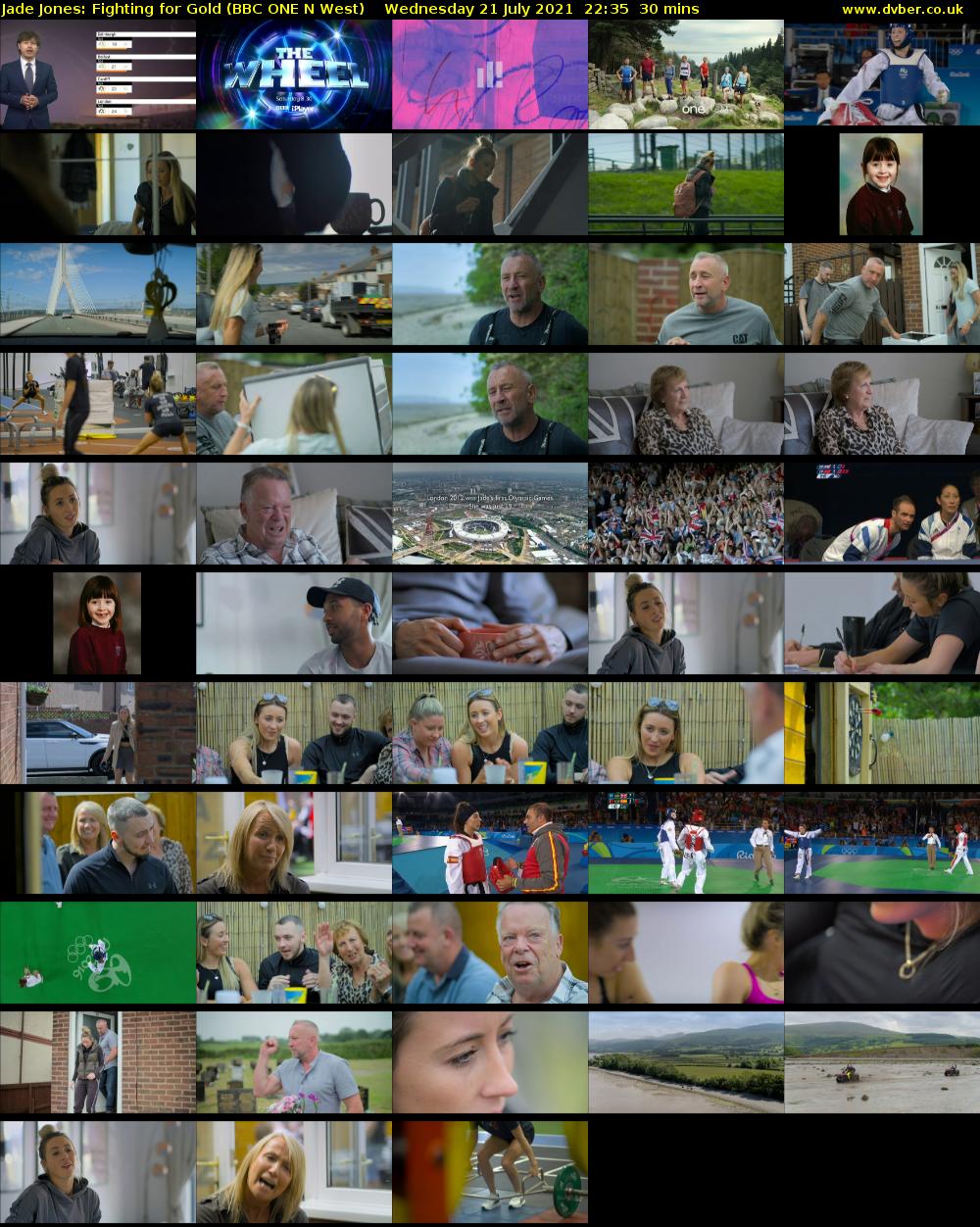 Jade Jones: Fighting for Gold (BBC ONE N West) Wednesday 21 July 2021 22:35 - 23:05