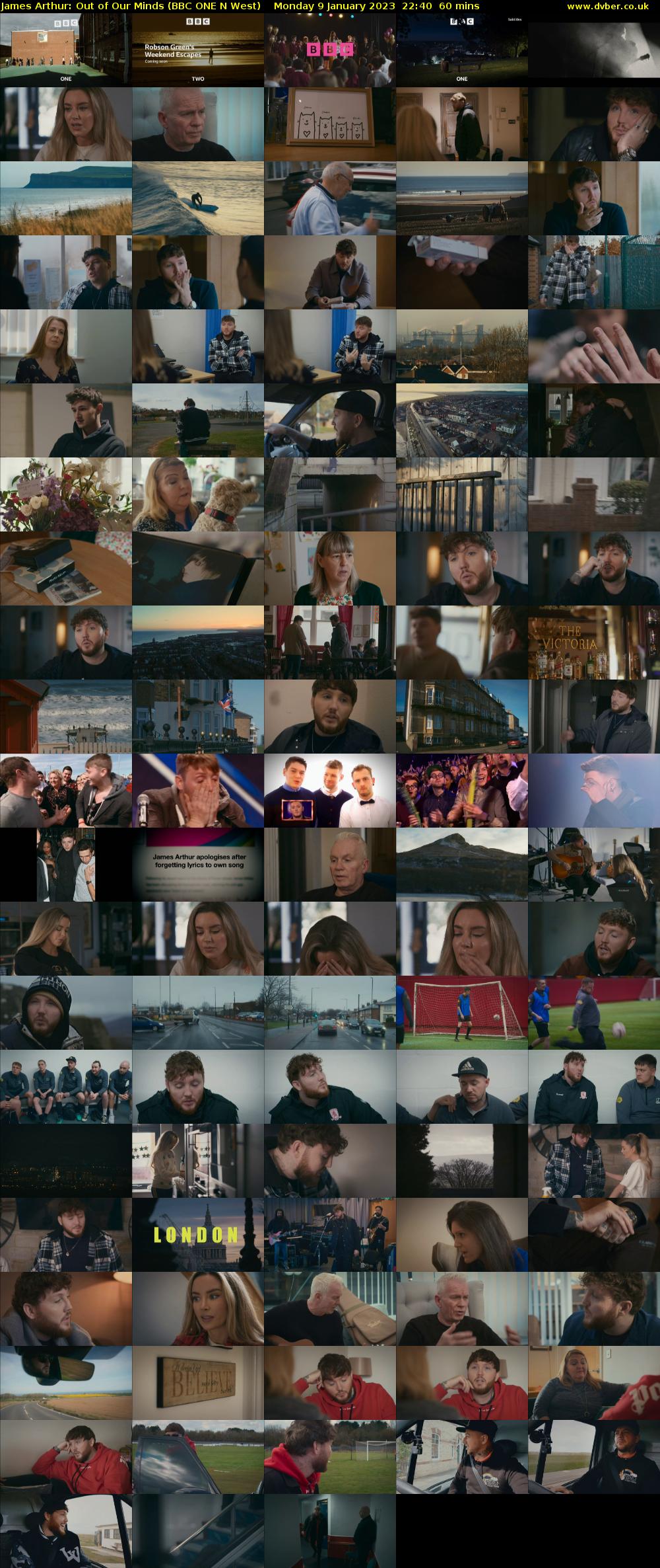 James Arthur: Out of Our Minds (BBC ONE N West) Monday 9 January 2023 22:40 - 23:40