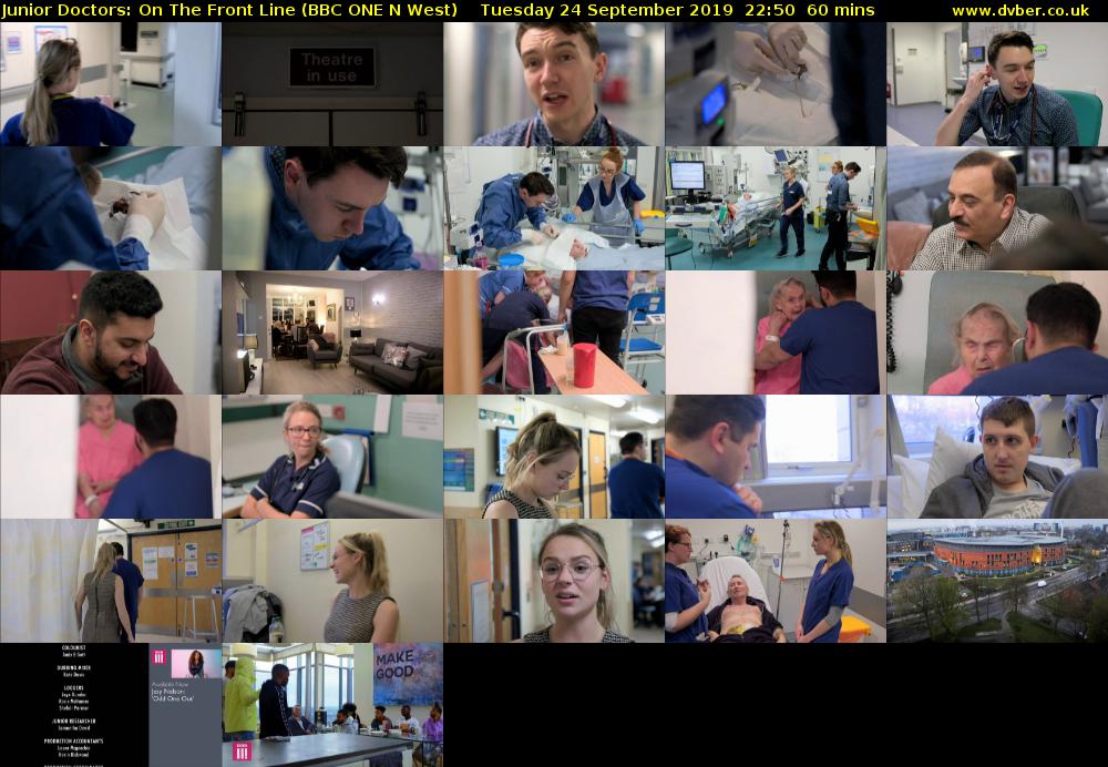 Junior Doctors: On The Front Line (BBC ONE N West) Tuesday 24 September 2019 22:50 - 23:50