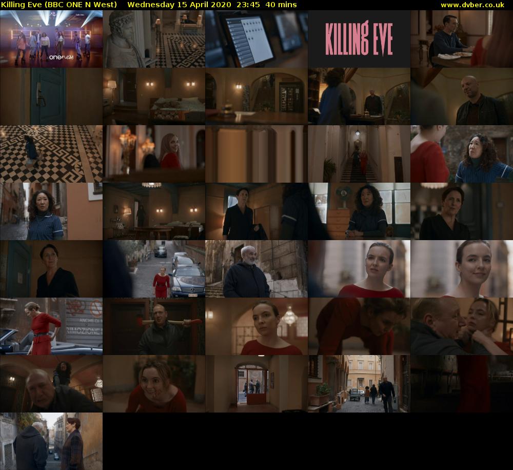 Killing Eve (BBC ONE N West) Wednesday 15 April 2020 23:45 - 00:25
