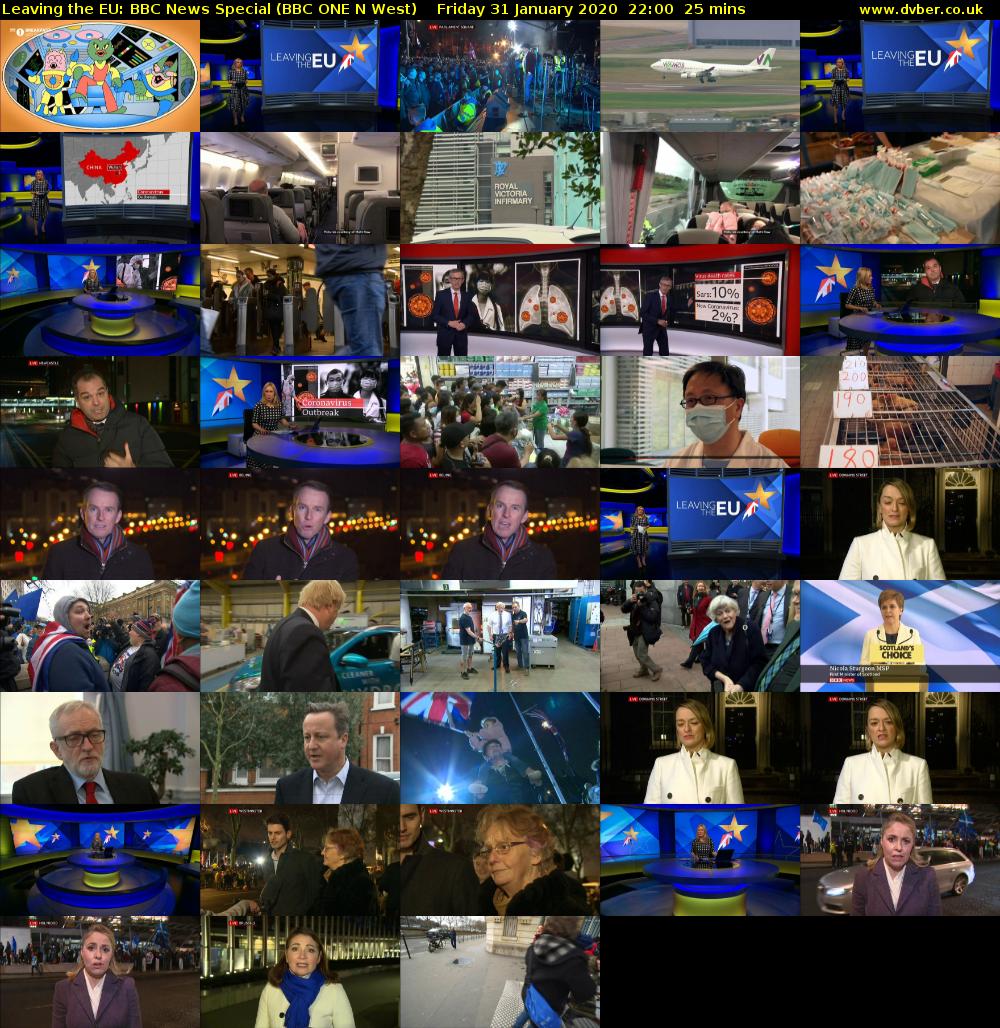 Leaving the EU: BBC News Special (BBC ONE N West) Friday 31 January 2020 22:00 - 22:25