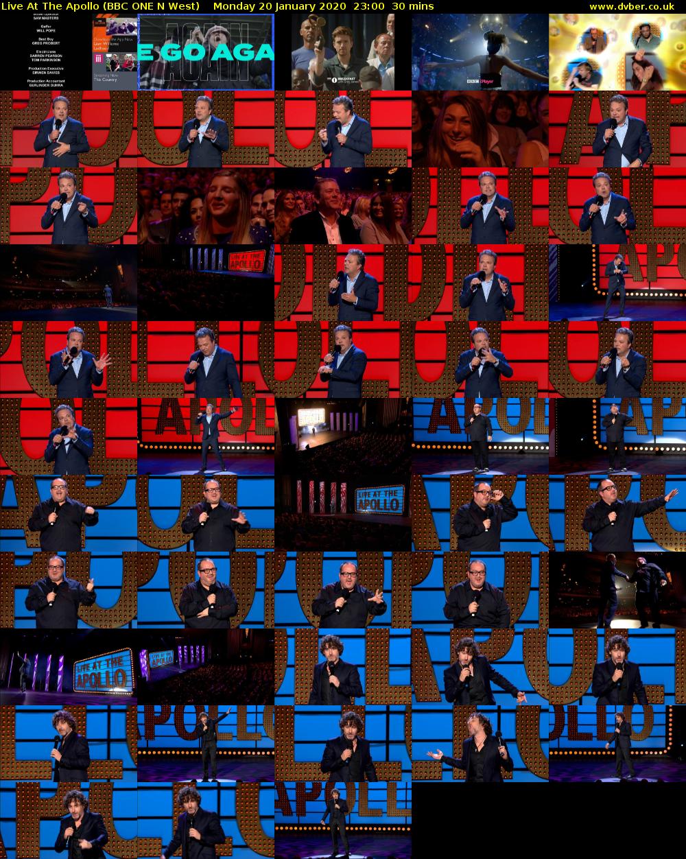 Live at the Apollo (BBC ONE N West) Monday 20 January 2020 23:00 - 23:30