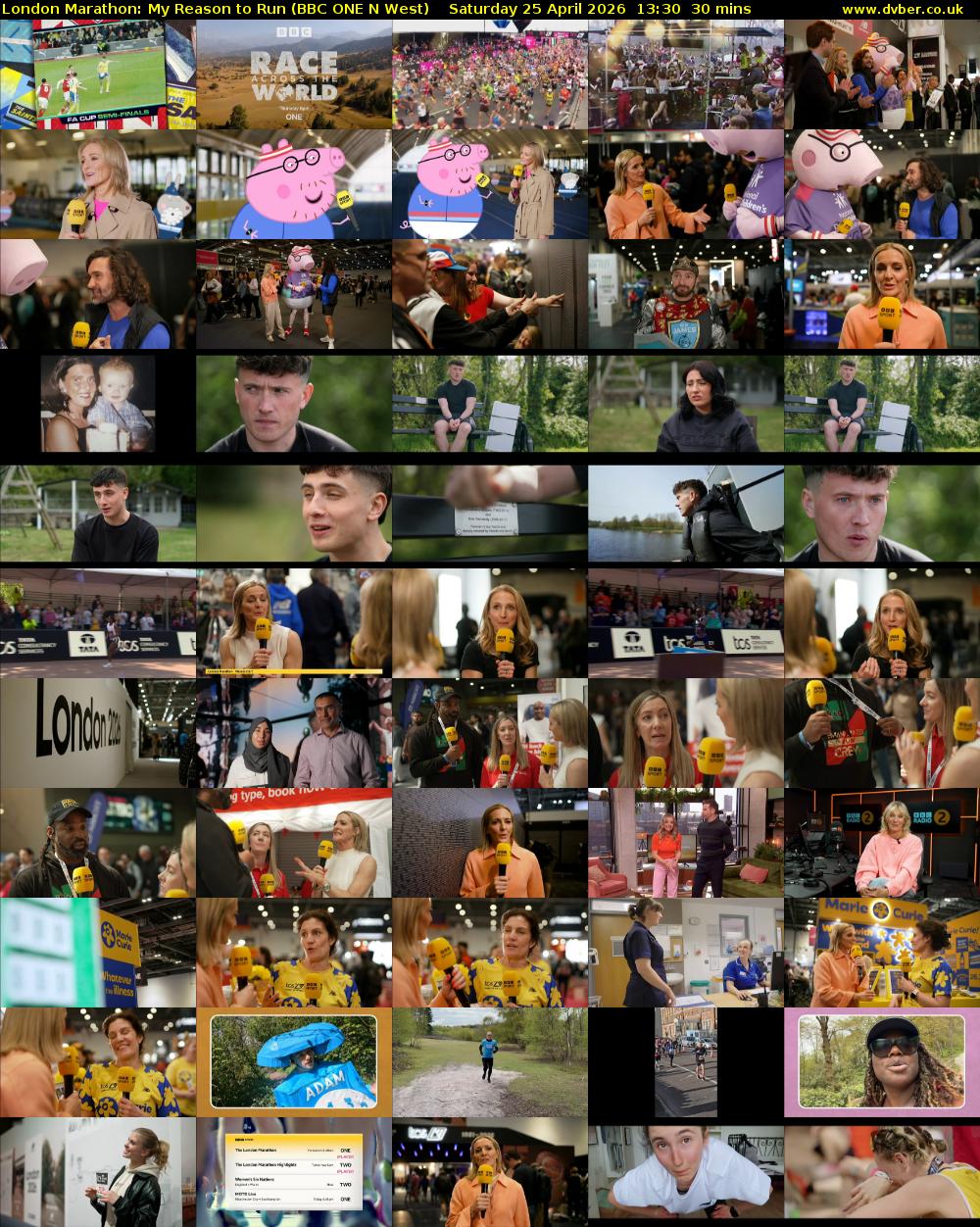 London Marathon: My Reason to Run (BBC ONE N West) Saturday 25 April 2026 13:30 - 14:00