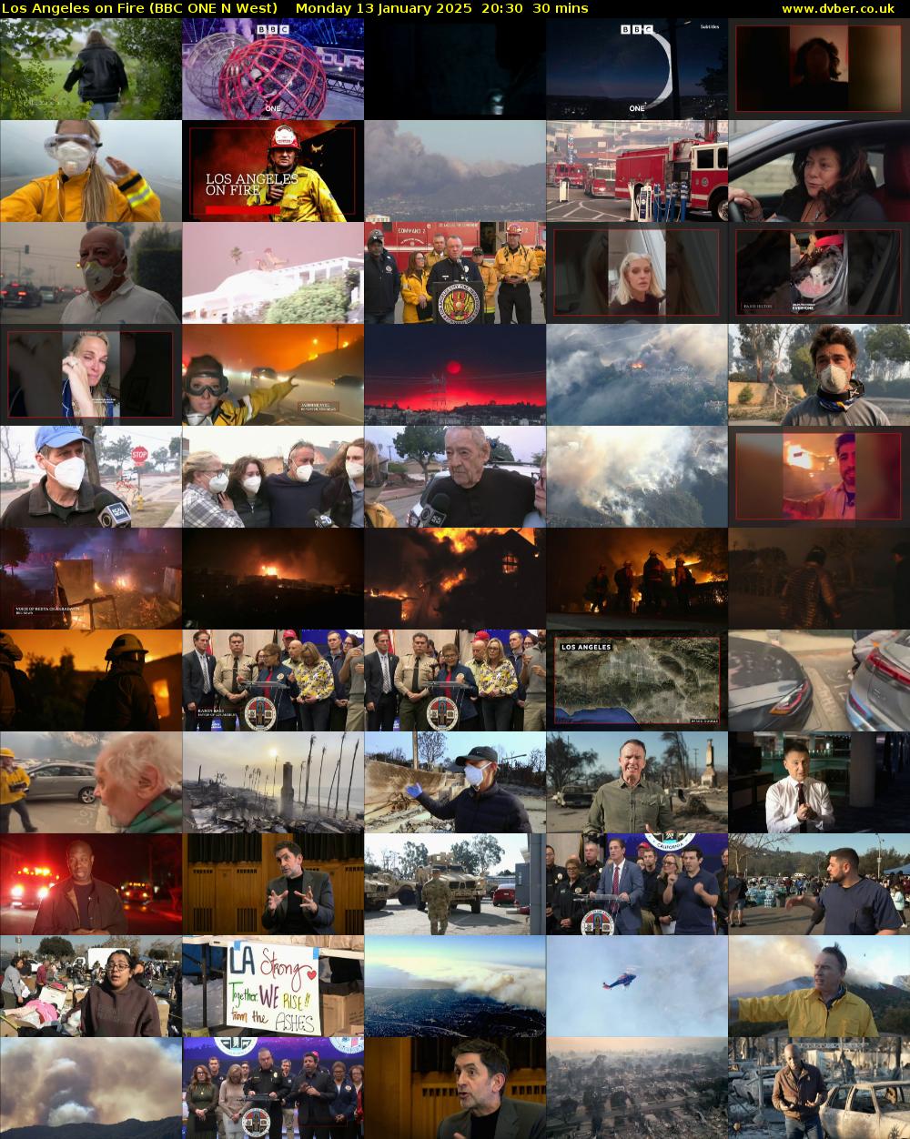 Los Angeles on Fire (BBC ONE N West) Monday 13 January 2025 20:30 - 21:00
