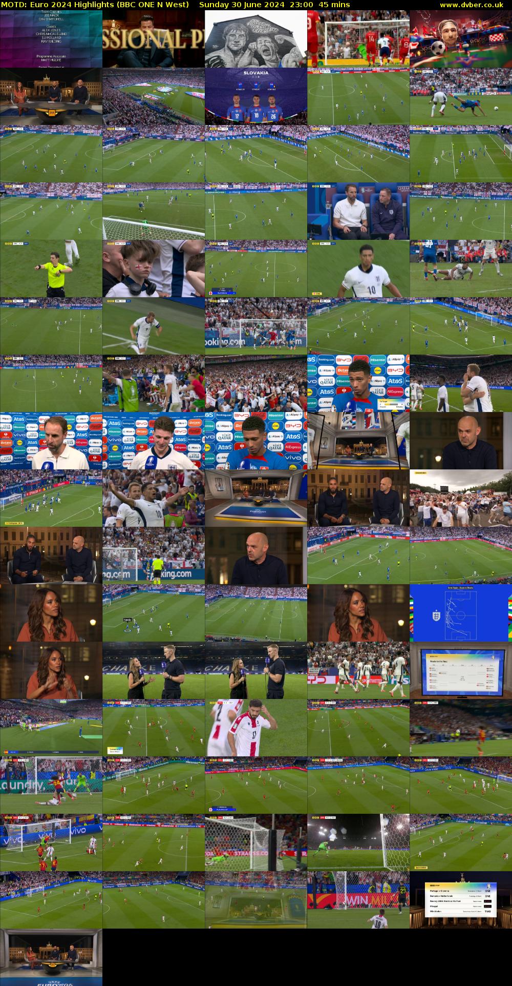 MOTD: Euro 2024 Highlights (BBC ONE N West) Sunday 30 June 2024 23:00 - 23:45