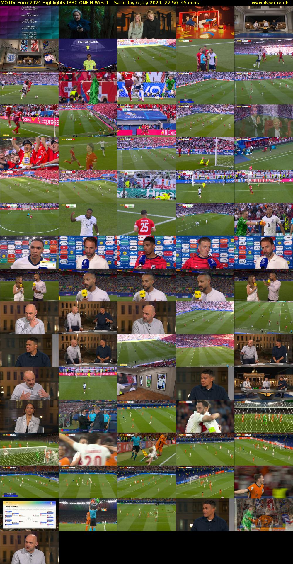 MOTD: Euro 2024 Highlights (BBC ONE N West) Saturday 6 July 2024 22:50 - 23:35