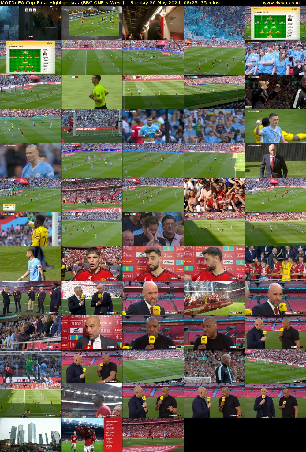 MOTD: FA Cup Final Highlights:... (BBC ONE N West) Sunday 26 May 2024 08:25 - 09:00