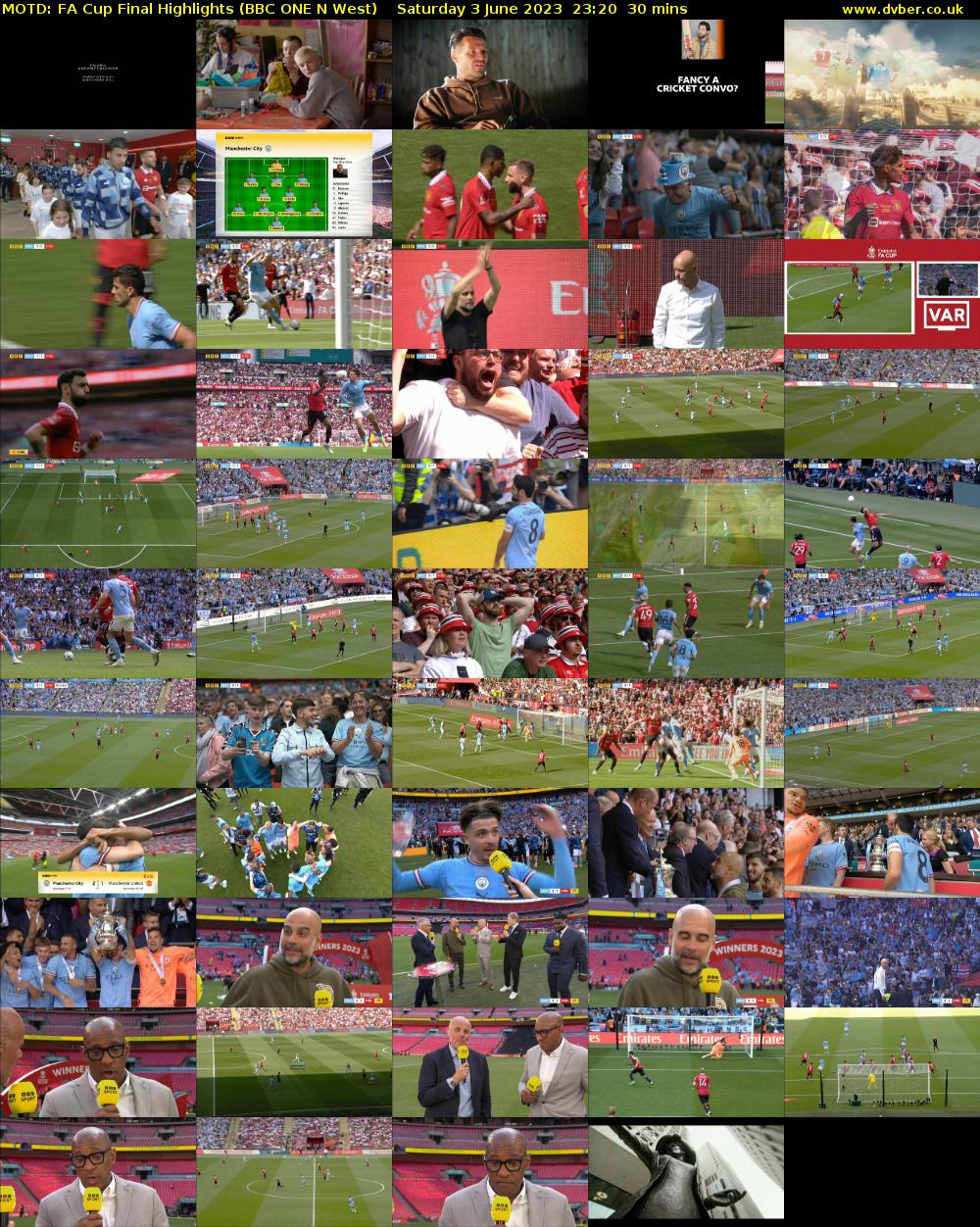 MOTD: FA Cup Final Highlights (BBC ONE N West) Saturday 3 June 2023 23:20 - 23:50