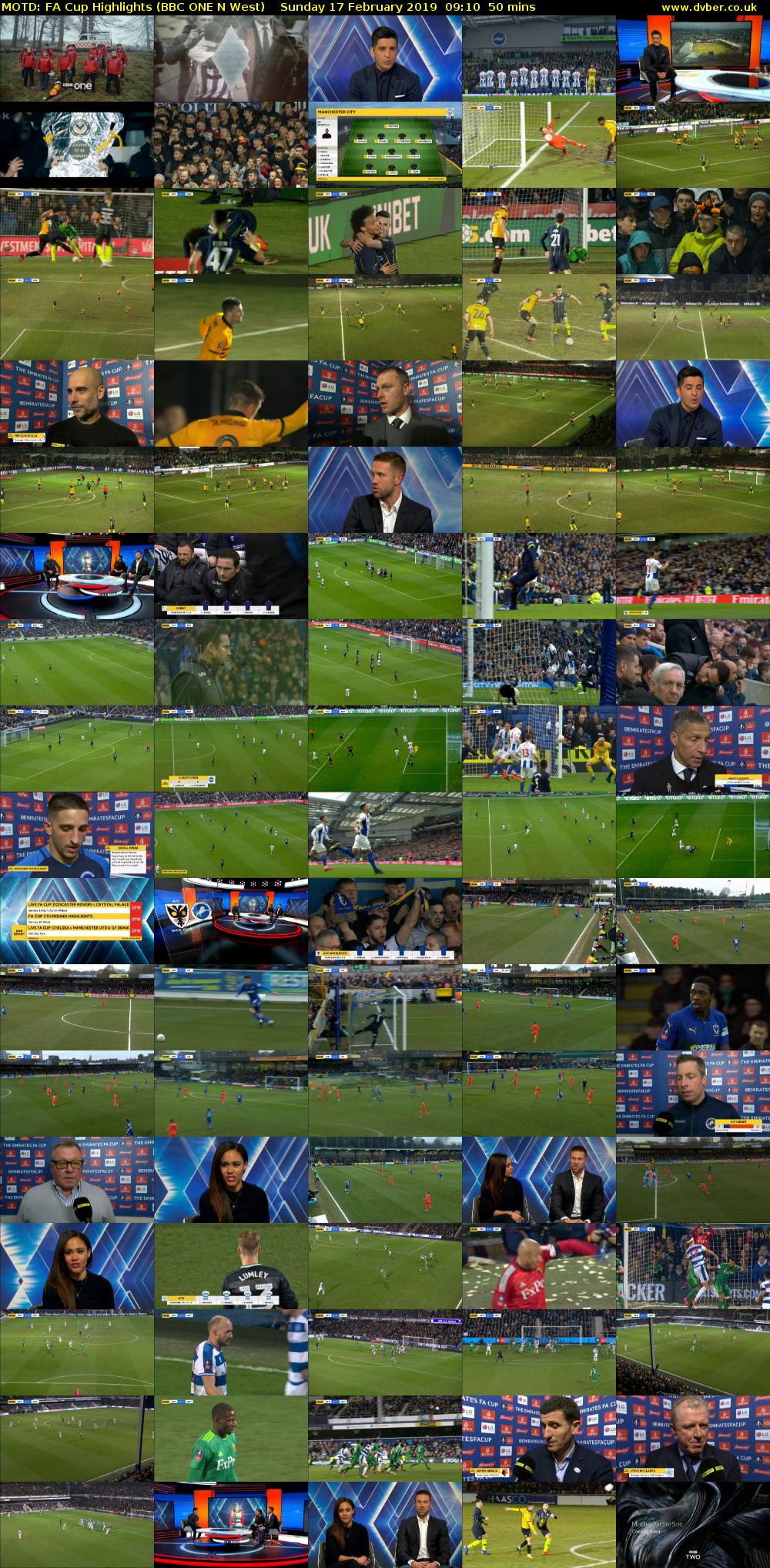 MOTD: FA Cup Highlights (BBC ONE N West) Sunday 17 February 2019 09:10 - 10:00