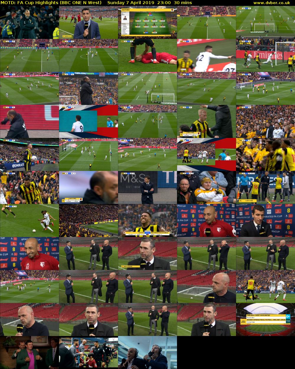 MOTD: FA Cup Highlights (BBC ONE N West) Sunday 7 April 2019 23:00 - 23:30