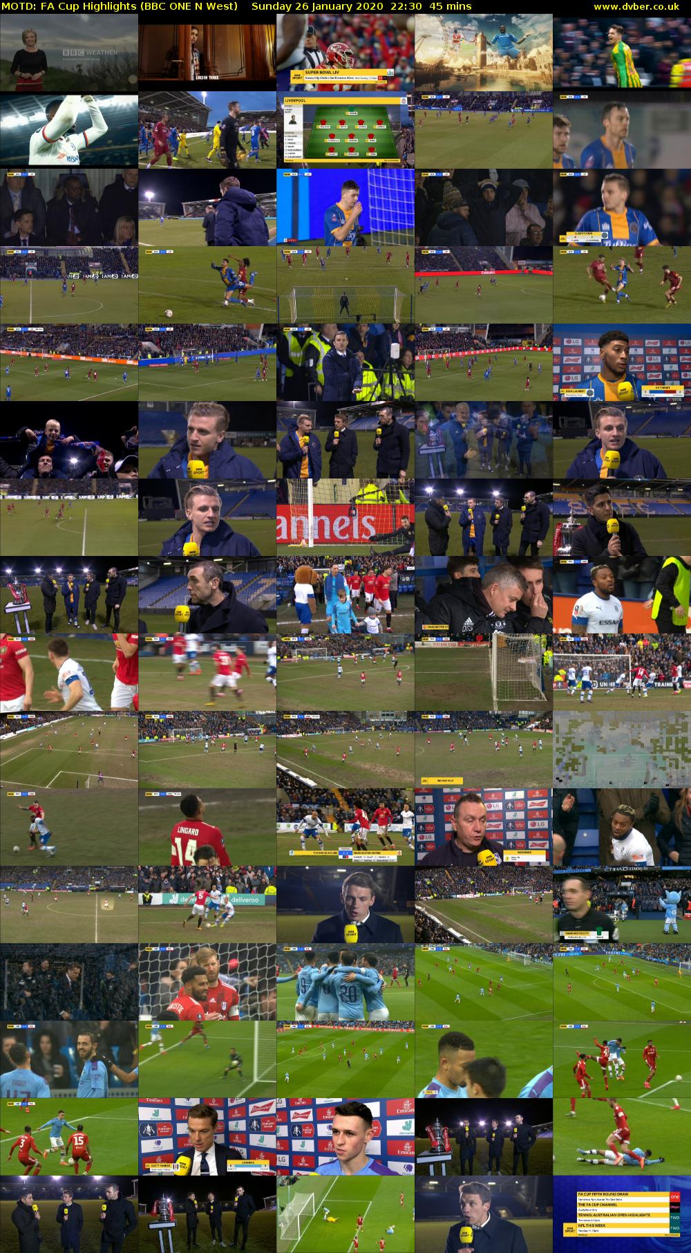 MOTD: FA Cup Highlights (BBC ONE N West) Sunday 26 January 2020 22:30 - 23:15