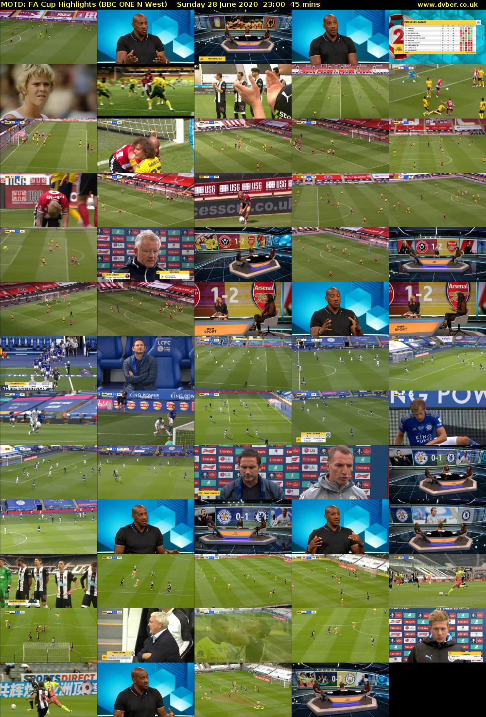 MOTD: FA Cup Highlights (BBC ONE N West) Sunday 28 June 2020 23:00 - 23:45