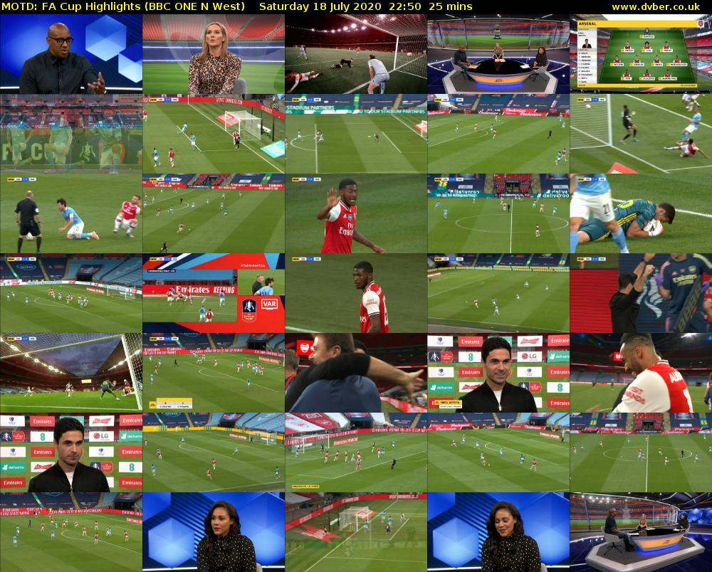 MOTD: FA Cup Highlights (BBC ONE N West) Saturday 18 July 2020 22:50 - 23:15