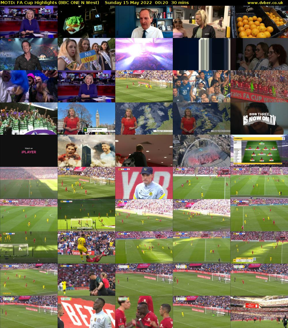 MOTD: FA Cup Highlights (BBC ONE N West) Sunday 15 May 2022 00:20 - 00:50