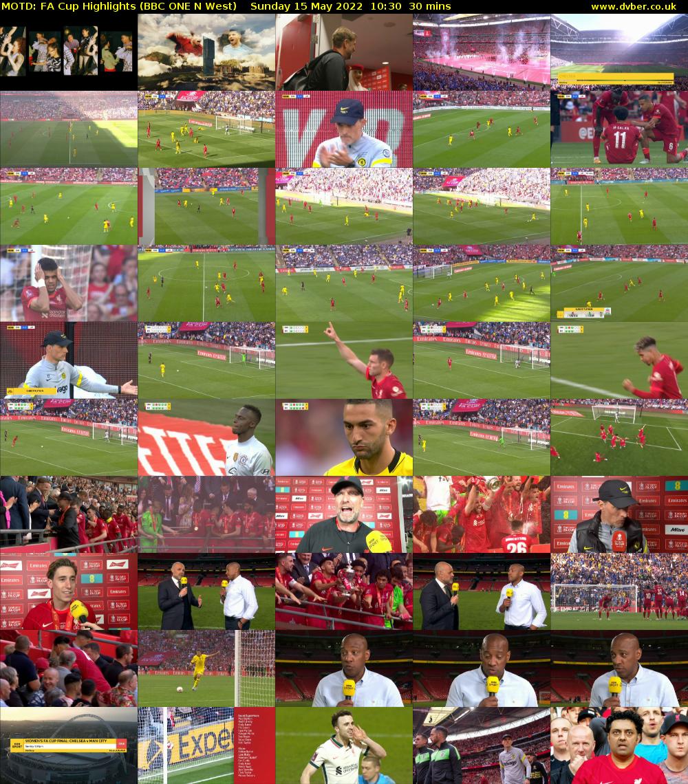 MOTD: FA Cup Highlights (BBC ONE N West) Sunday 15 May 2022 10:30 - 11:00