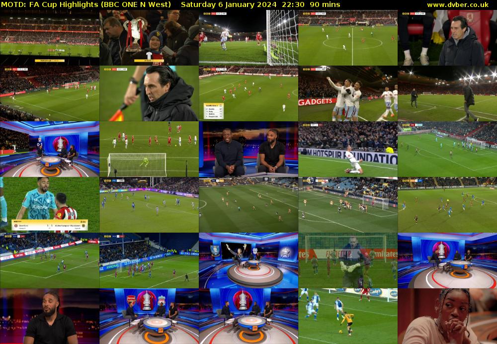 MOTD: FA Cup Highlights (BBC ONE N West) Saturday 6 January 2024 22:30 - 00:00