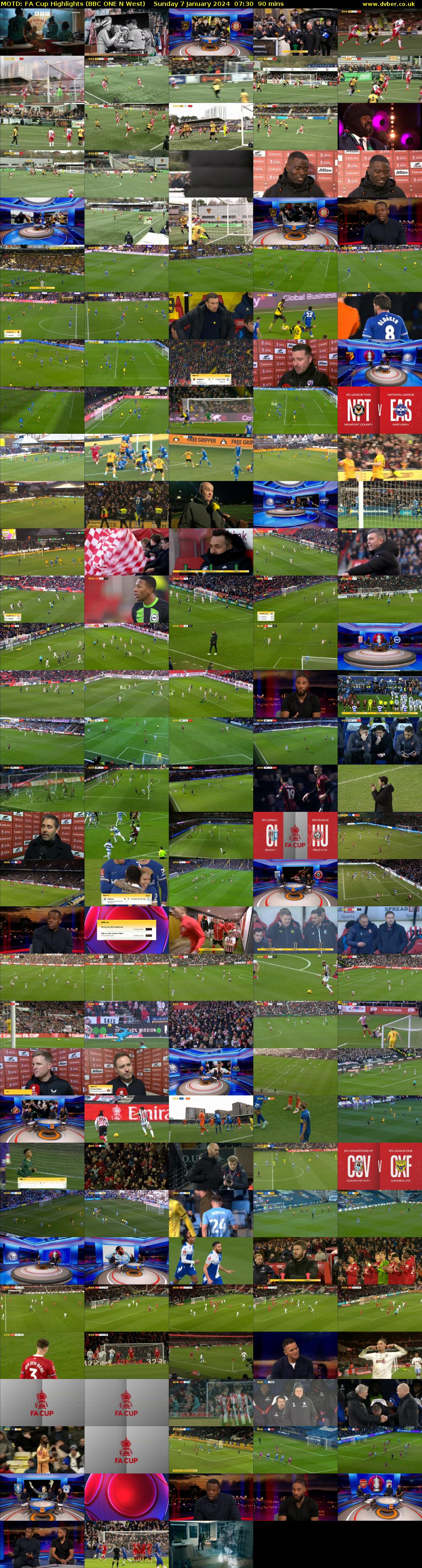 MOTD: FA Cup Highlights (BBC ONE N West) Sunday 7 January 2024 07:30 - 09:00