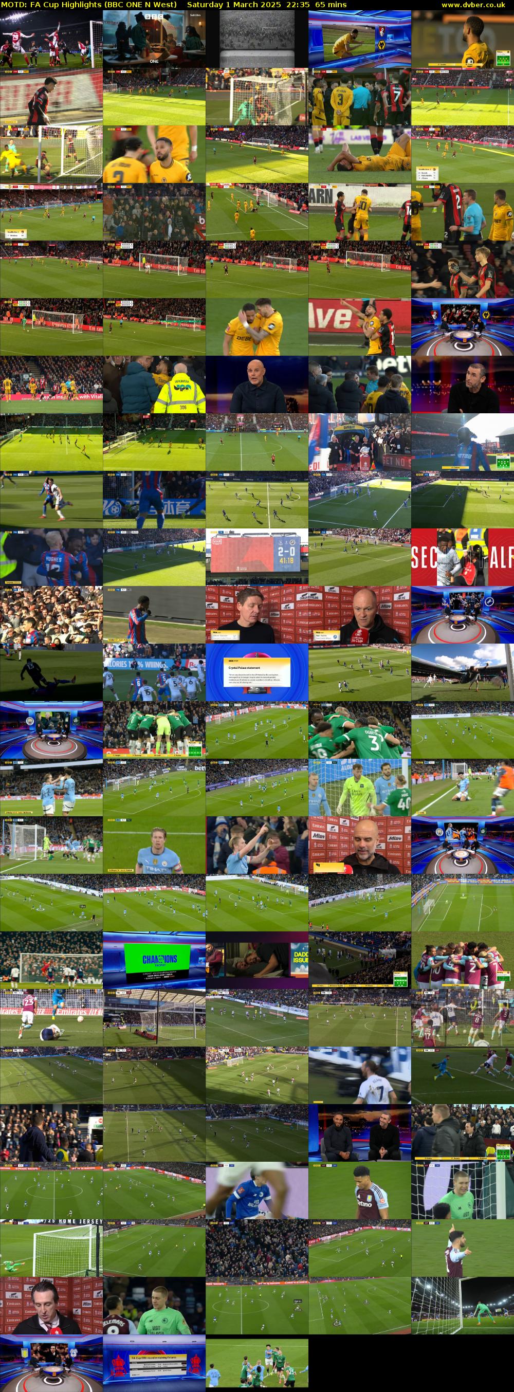 MOTD: FA Cup Highlights (BBC ONE N West) Saturday 1 March 2025 22:35 - 23:40