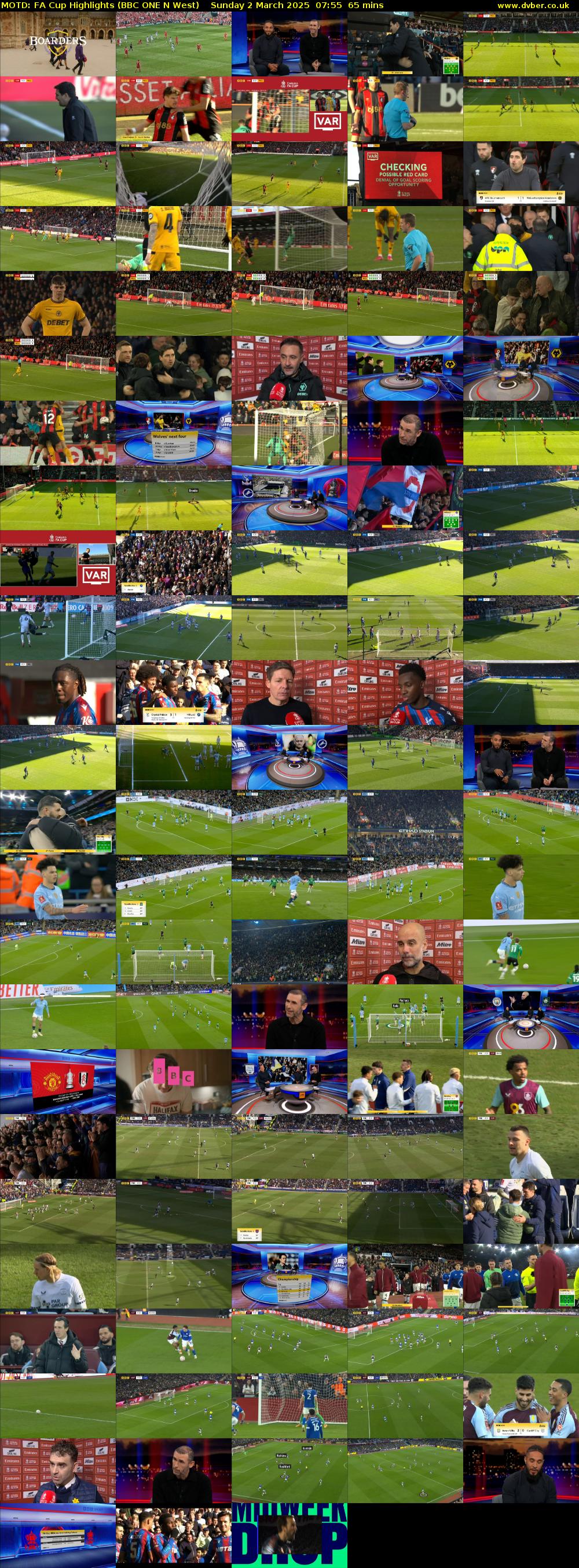 MOTD: FA Cup Highlights (BBC ONE N West) Sunday 2 March 2025 07:55 - 09:00