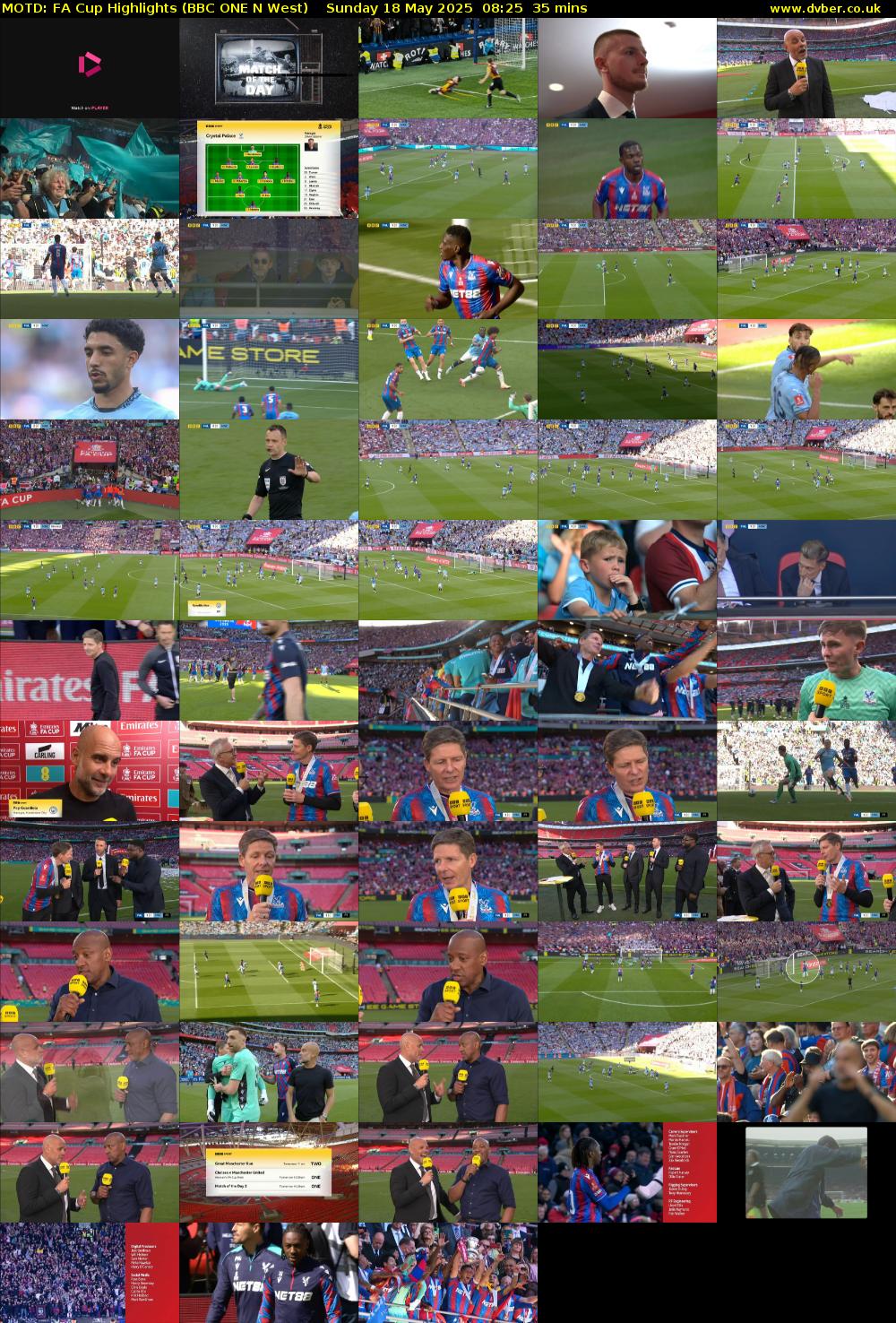 MOTD: FA Cup Highlights (BBC ONE N West) Sunday 18 May 2025 08:25 - 09:00