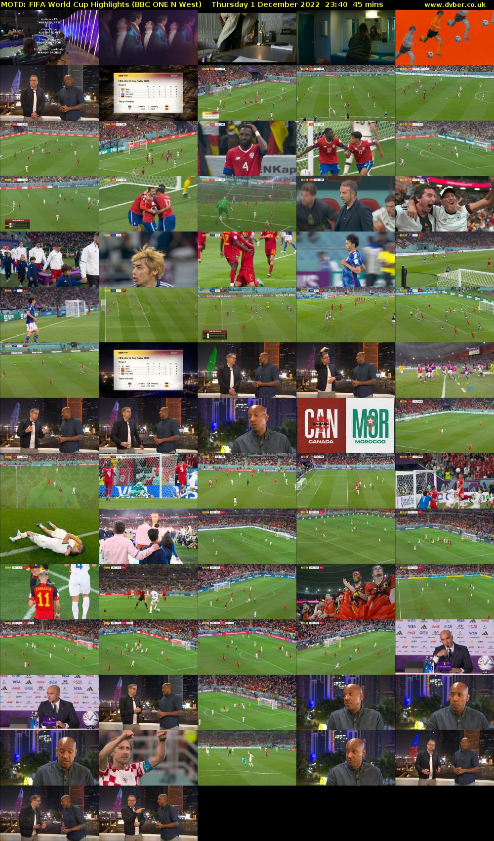 MOTD: FIFA World Cup Highlights (BBC ONE N West) Thursday 1 December 2022 23:40 - 00:25