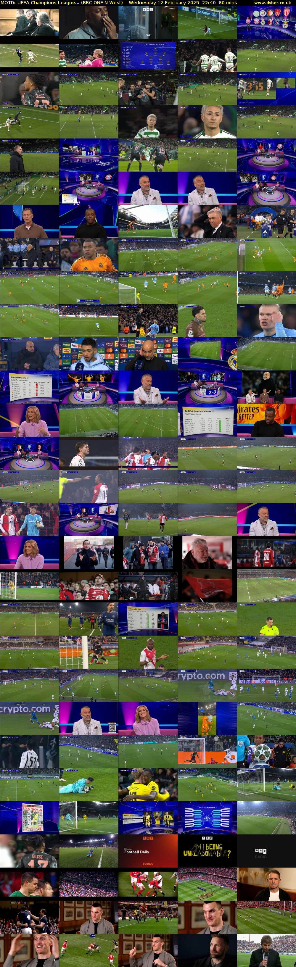 MOTD: UEFA Champions League... (BBC ONE N West) Wednesday 12 February 2025 22:40 - 00:00