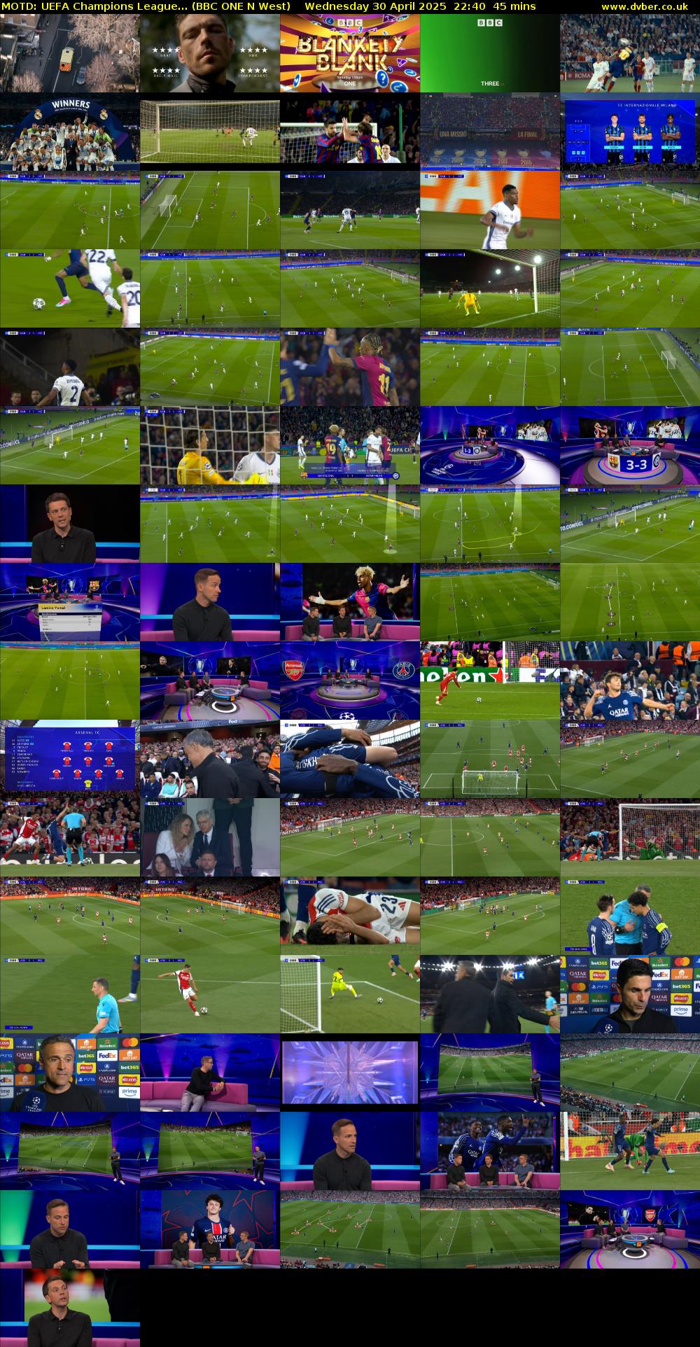 MOTD: UEFA Champions League... (BBC ONE N West) Wednesday 30 April 2025 22:40 - 23:25