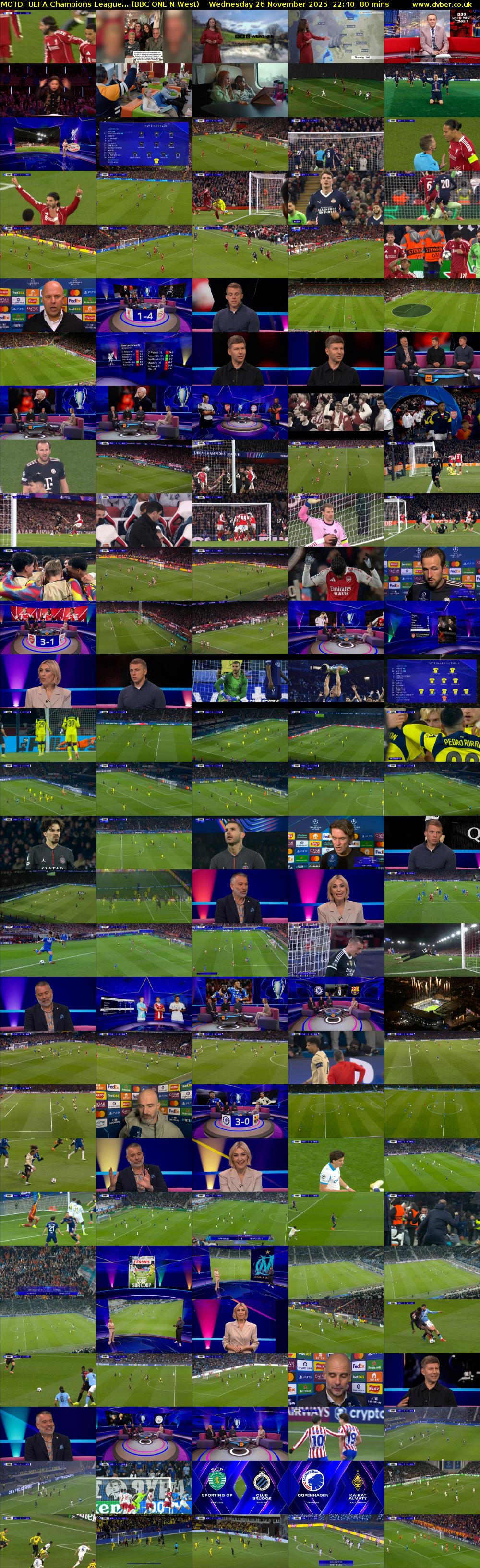 MOTD: UEFA Champions League... (BBC ONE N West) Wednesday 26 November 2025 22:40 - 00:00