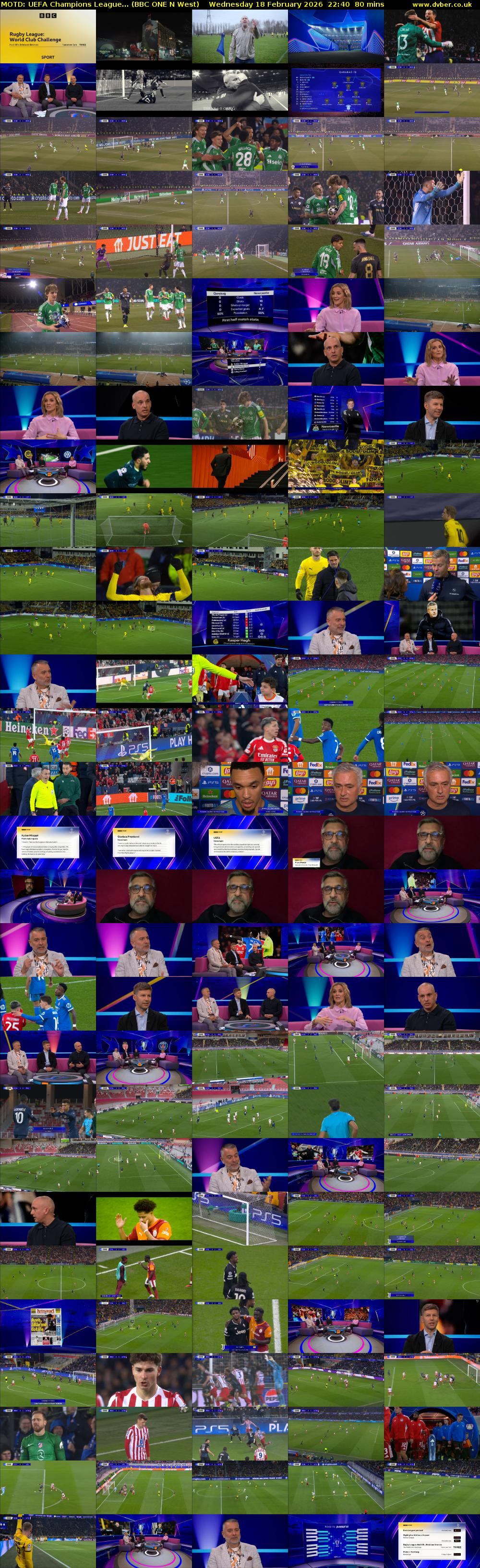 MOTD: UEFA Champions League... (BBC ONE N West) Wednesday 18 February 2026 22:40 - 00:00