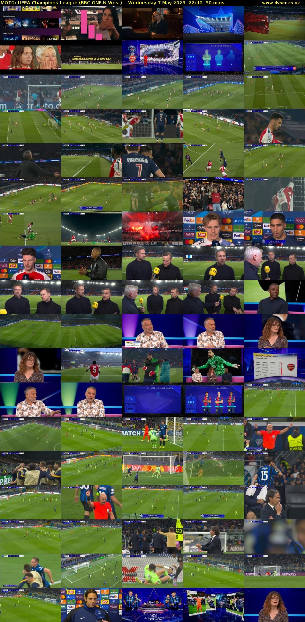 MOTD: UEFA Champions League (BBC ONE N West) Wednesday 7 May 2025 22:40 - 23:30