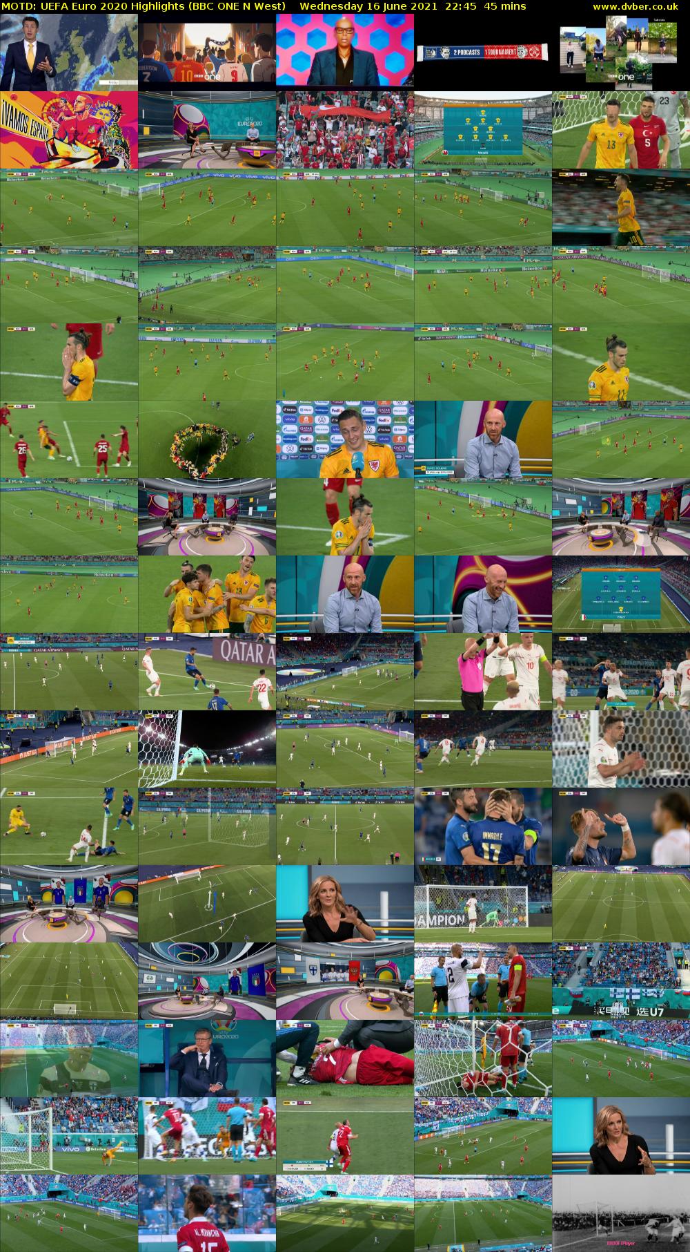 MOTD: UEFA Euro 2020 Highlights (BBC ONE N West) Wednesday 16 June 2021 22:45 - 23:30