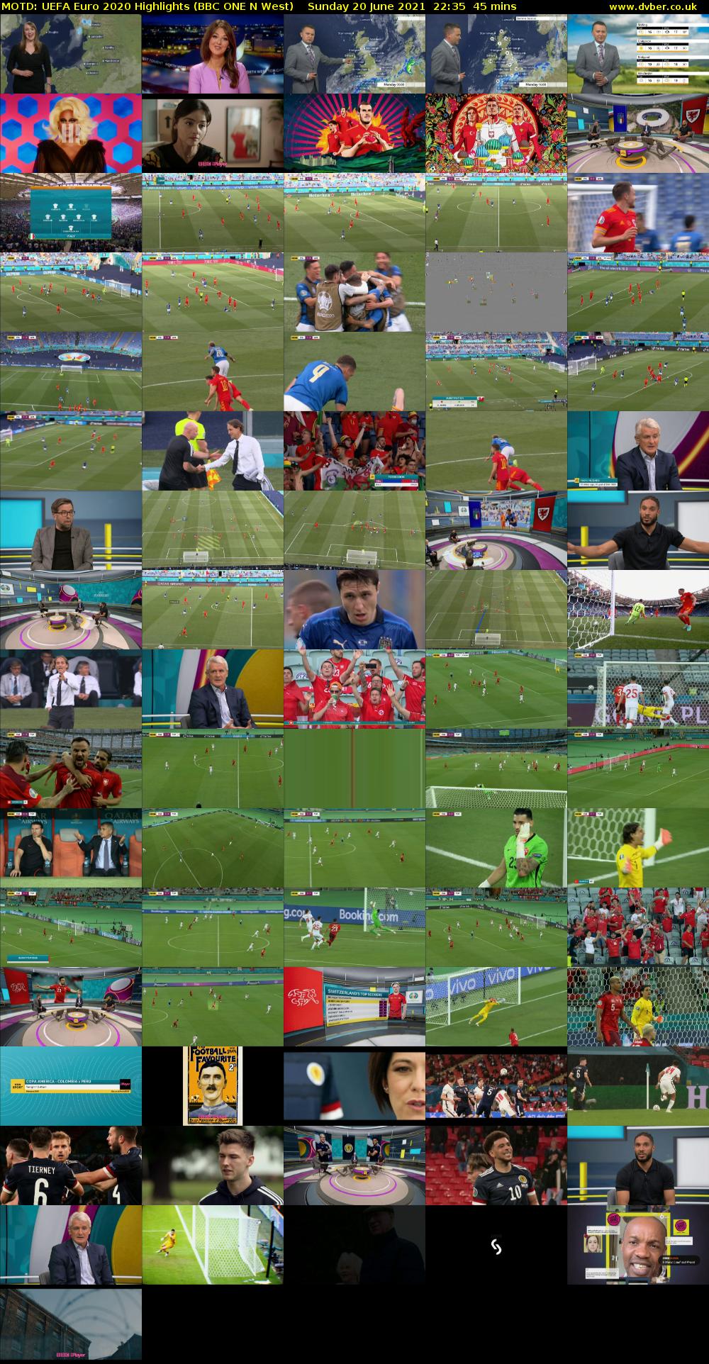 MOTD: UEFA Euro 2020 Highlights (BBC ONE N West) Sunday 20 June 2021 22:35 - 23:20