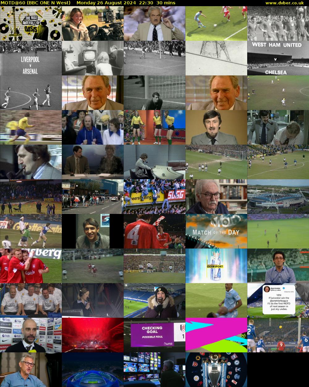MOTD@60 (BBC ONE N West) Monday 26 August 2024 22:30 - 23:00