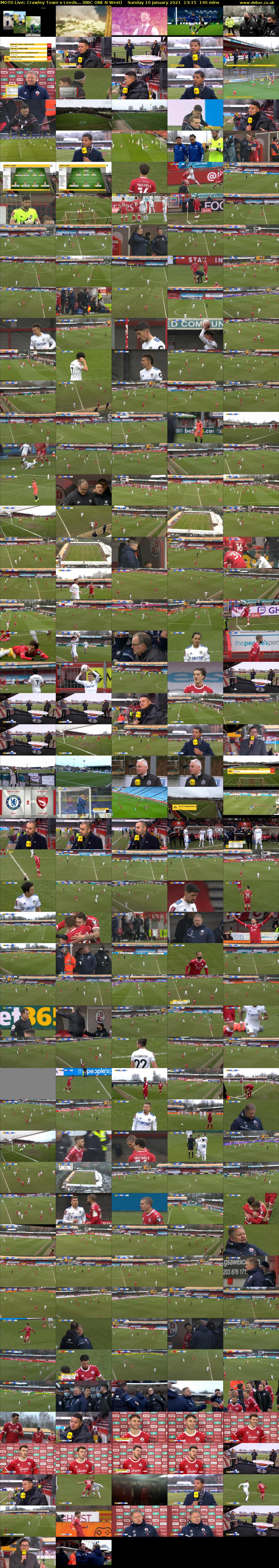 MOTD Live: Crawley Town v Leeds... (BBC ONE N West) Sunday 10 January 2021 13:15 - 15:35