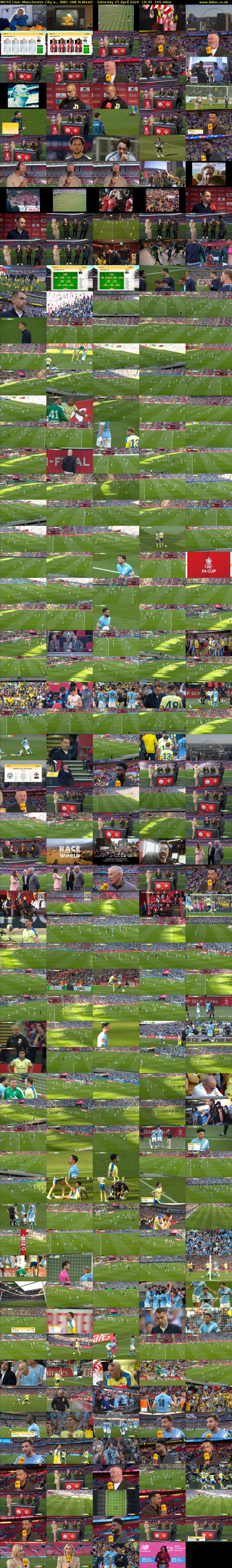 MOTD Live: Manchester City v... (BBC ONE N West) Saturday 25 April 2026 16:45 - 19:30
