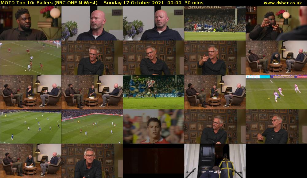 MOTD Top 10: Ballers (BBC ONE N West) Sunday 17 October 2021 00:00 - 00:30