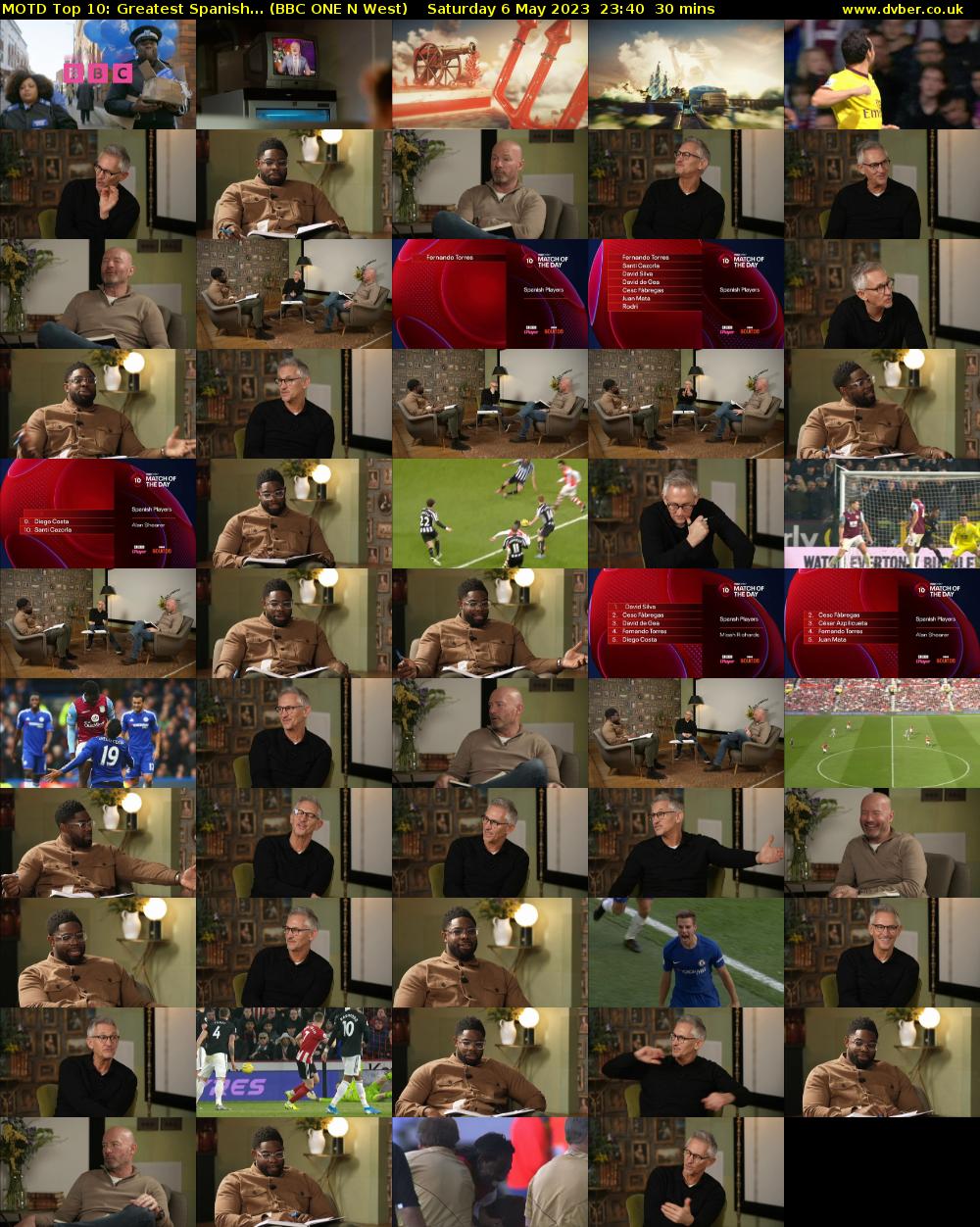 MOTD Top 10: Greatest Spanish... (BBC ONE N West) Saturday 6 May 2023 23:40 - 00:10
