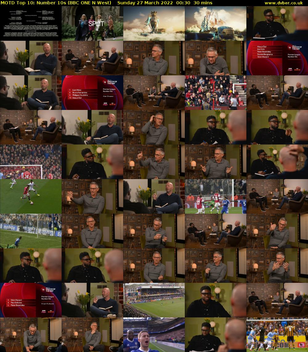 MOTD Top 10: Number 10s (BBC ONE N West) Sunday 27 March 2022 00:30 - 02:00