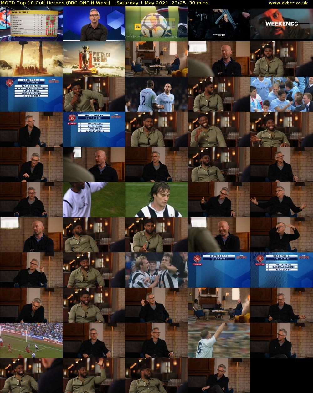MOTD Top 10 Cult Heroes (BBC ONE N West) Saturday 1 May 2021 23:25 - 23:55
