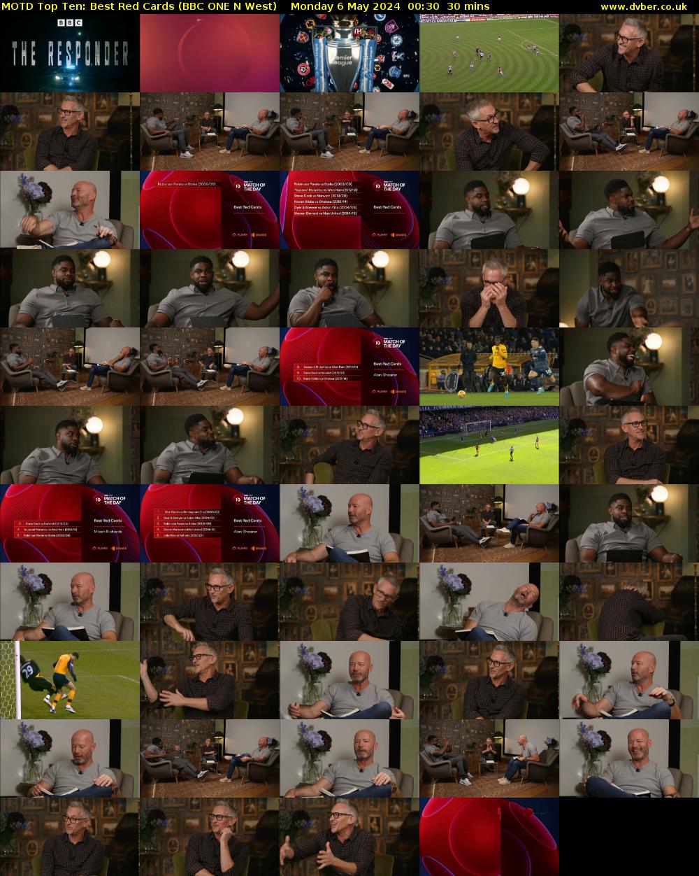 MOTD Top Ten: Best Red Cards (BBC ONE N West) Monday 6 May 2024 00:30 - 01:00