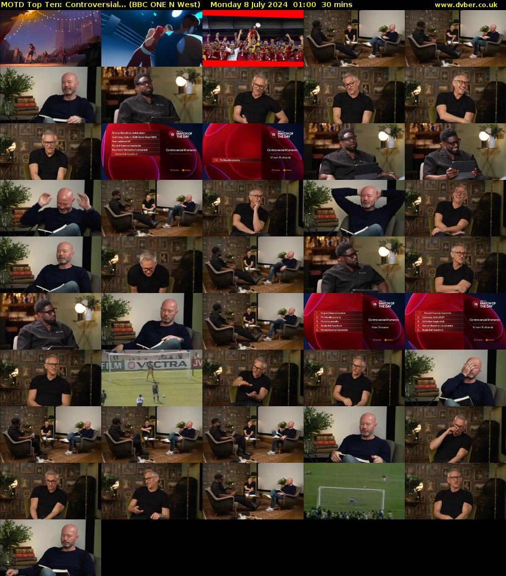 MOTD Top Ten: Controversial... (BBC ONE N West) Monday 8 July 2024 01:00 - 01:30