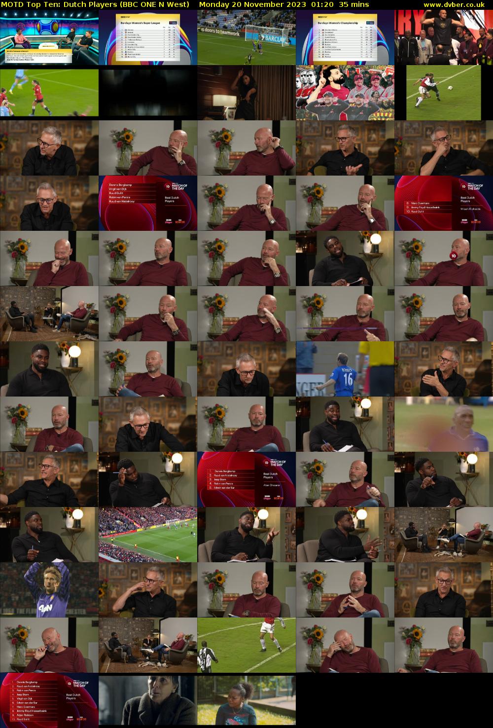 MOTD Top Ten: Dutch Players (BBC ONE N West) Monday 20 November 2023 01:20 - 01:55