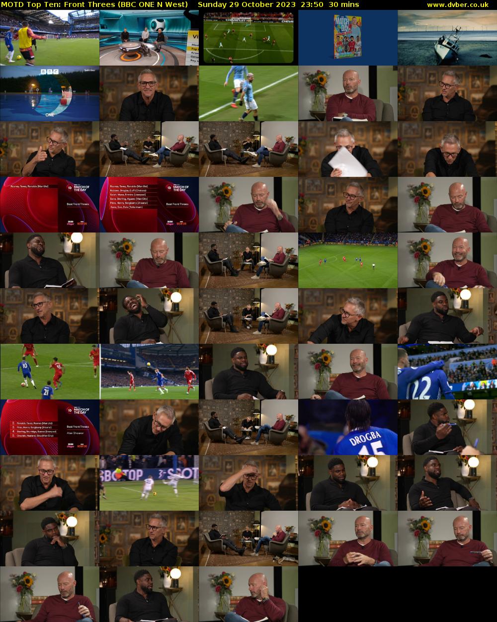 MOTD Top Ten: Front Threes (BBC ONE N West) Sunday 29 October 2023 23:50 - 00:20