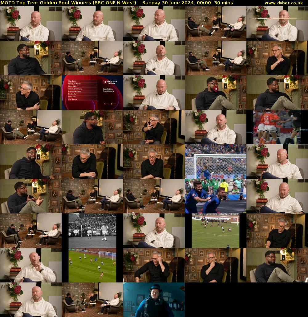 MOTD Top Ten: Golden Boot Winners (BBC ONE N West) Sunday 30 June 2024 00:00 - 00:30