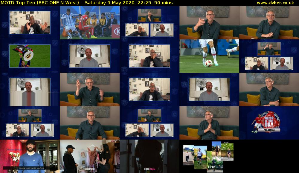 MOTD Top Ten (BBC ONE N West) Saturday 9 May 2020 22:25 - 23:15
