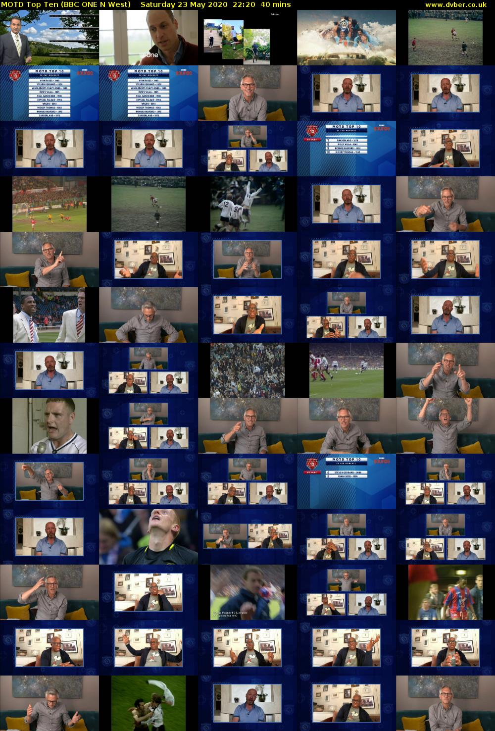 MOTD Top Ten (BBC ONE N West) Saturday 23 May 2020 22:20 - 23:00