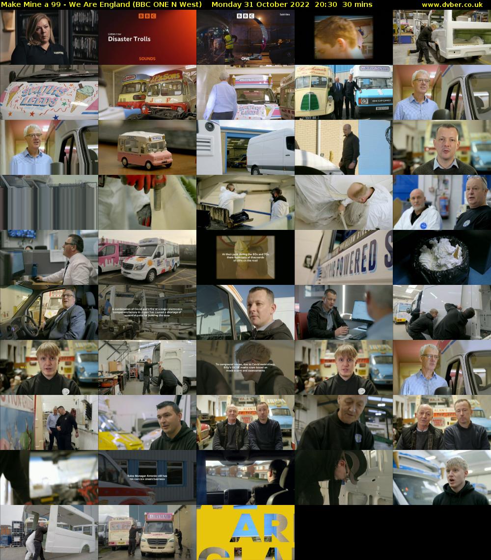 Make Mine a 99 - We Are England (BBC ONE N West) Monday 31 October 2022 20:30 - 21:00